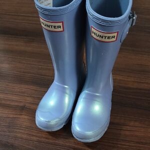 Hunter Kids Shiny Blue Rain Boots